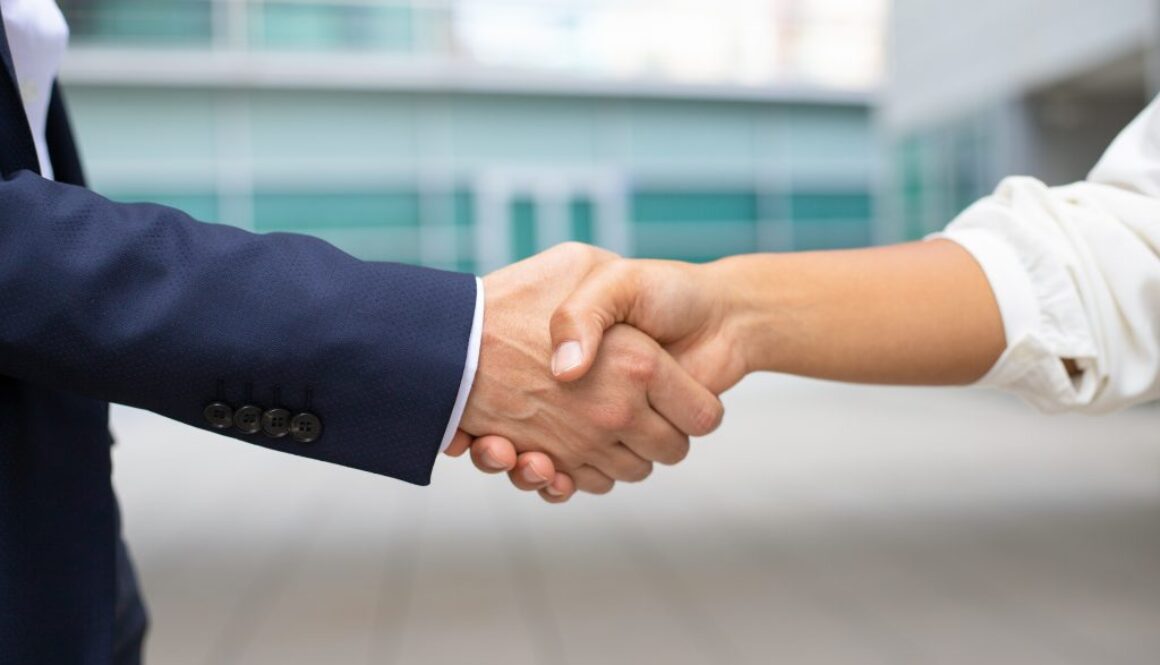 Closeup shot of business handshake.